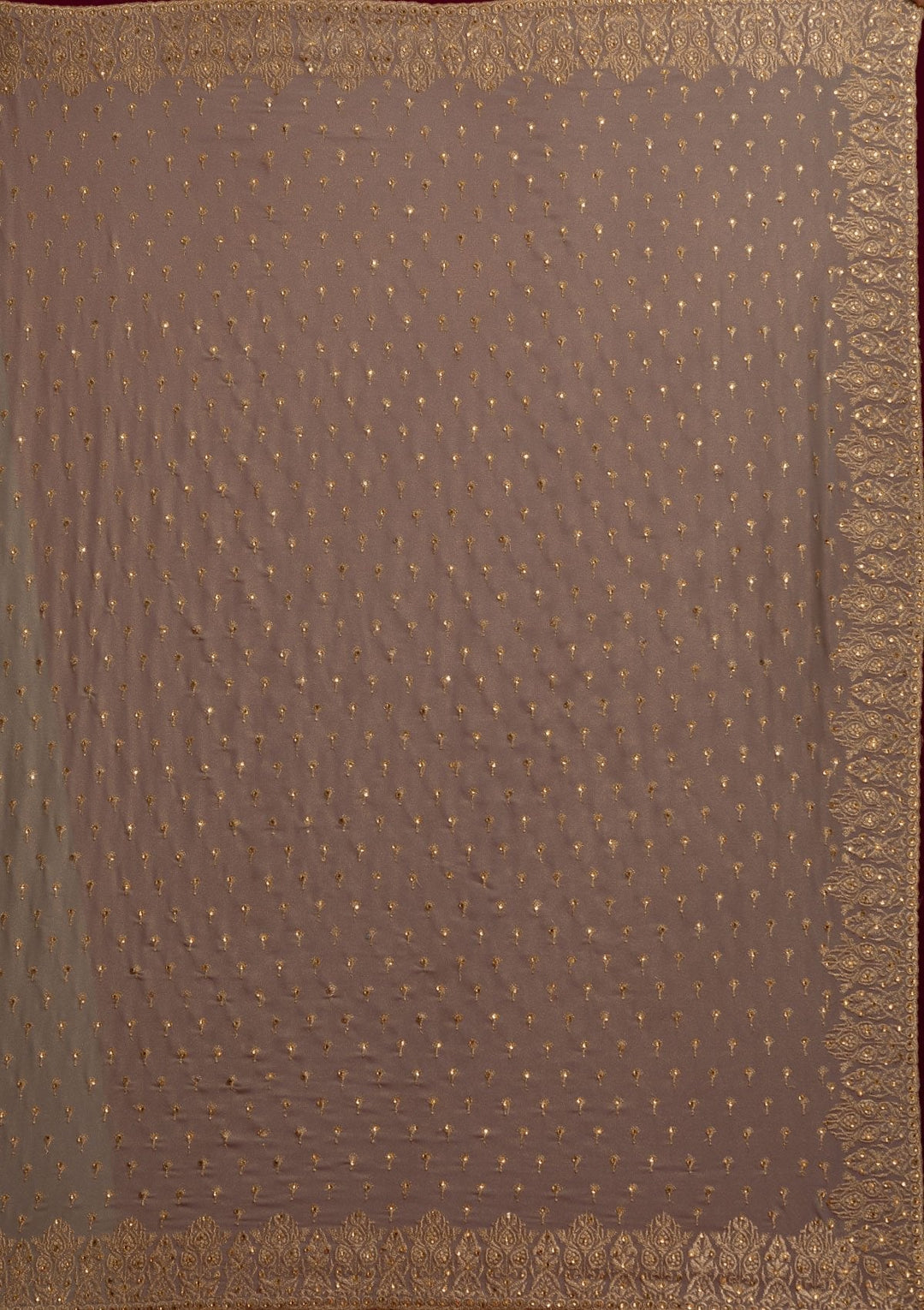 Light Brown Zariwork Shimmer Designer Saree - koskii