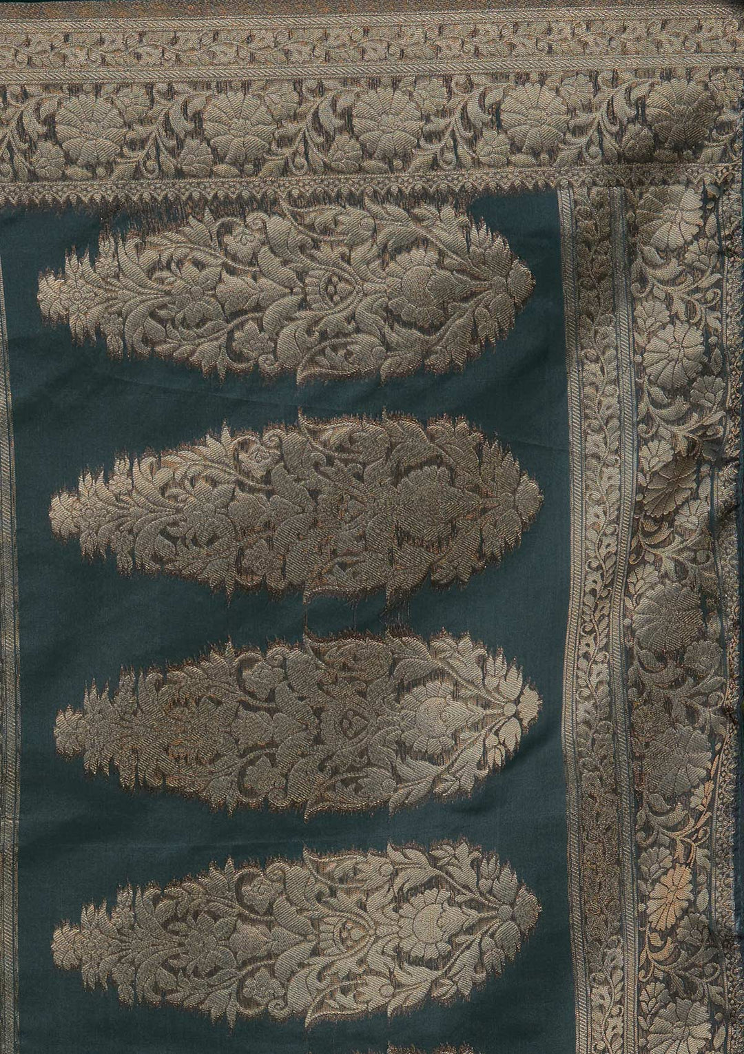 Pista Green Zariwork Taffeta Silk Saree - Koskii