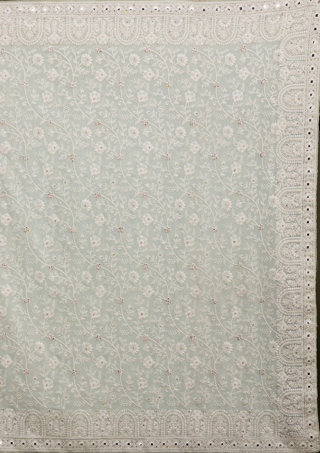 Pista Green Chikankari Georgette Saree-Koskii