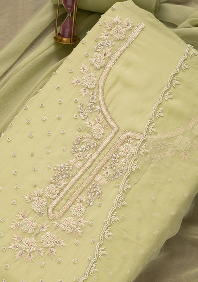 Pista Green Cutdana Tissue Unstitched Salwar Kameez-Koskii