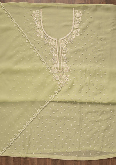 Pista Green Cutdana Tissue Unstitched Salwar Kameez-Koskii