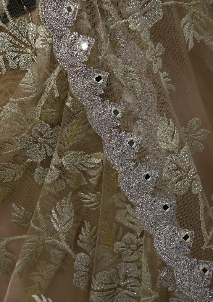 Gold Threadwork Net Designer Saree-Koskii