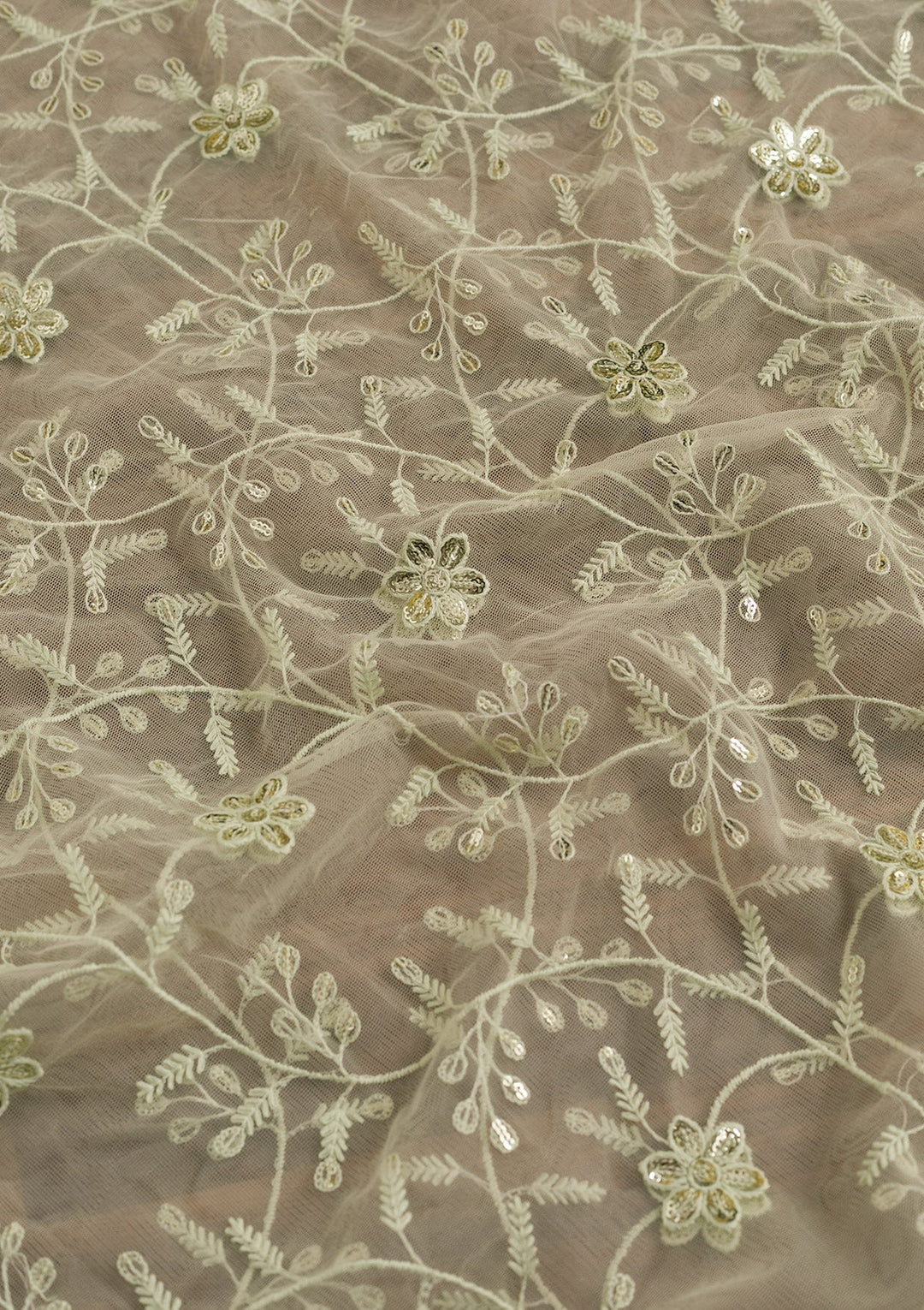 Pista Green Threadwork Net Dupatta-Koskii