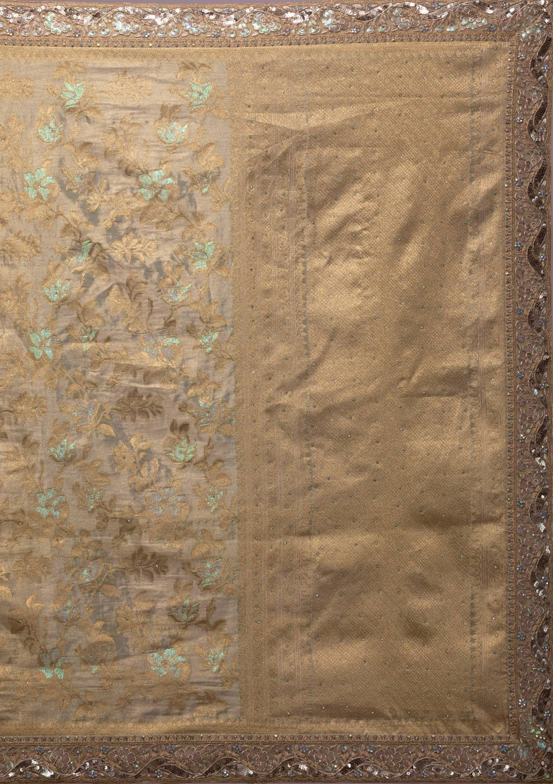 Pista Green Zariwork Brocade Saree-Koskii