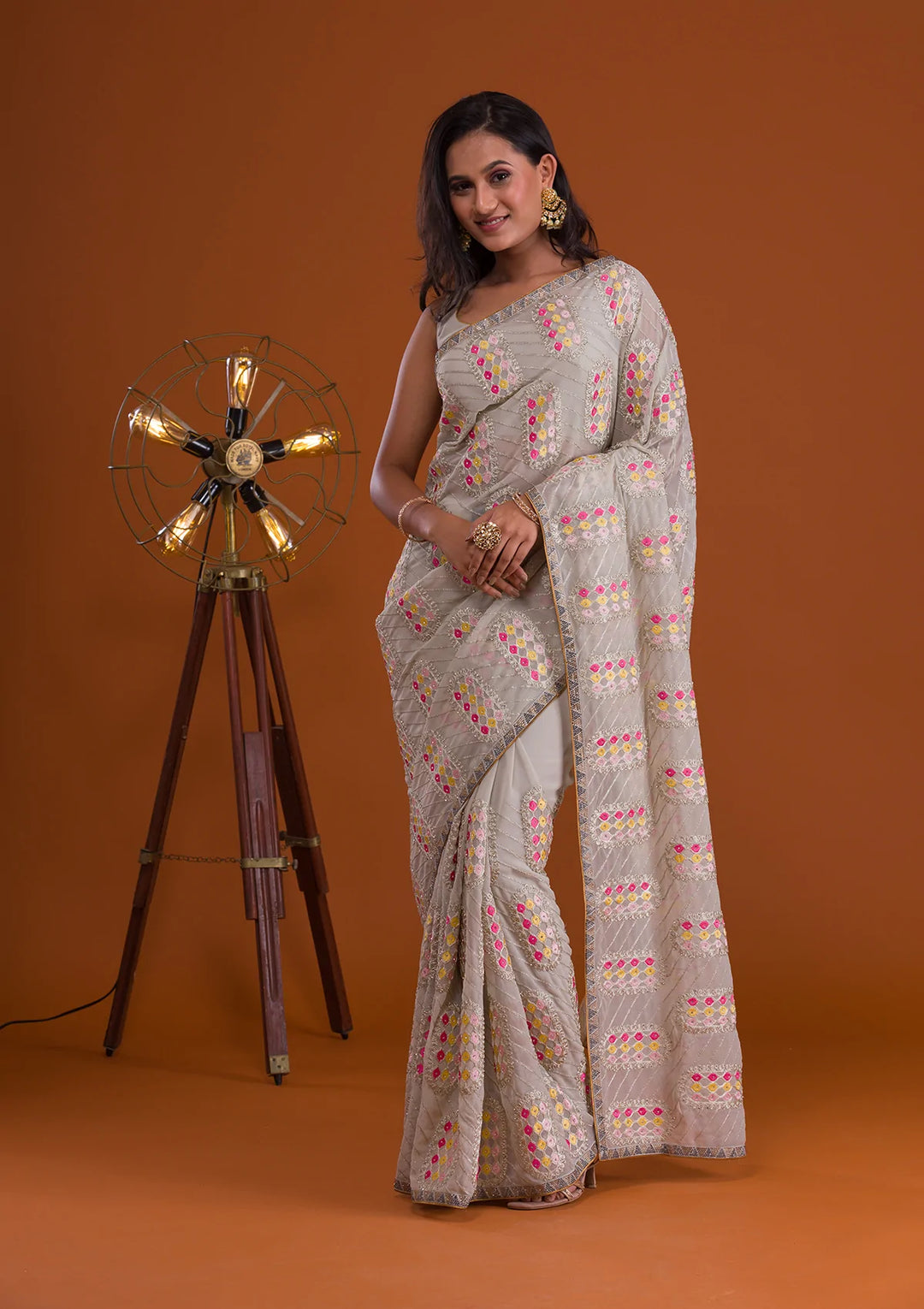 Pista Green Zariwork Georgette Saree-Koskii