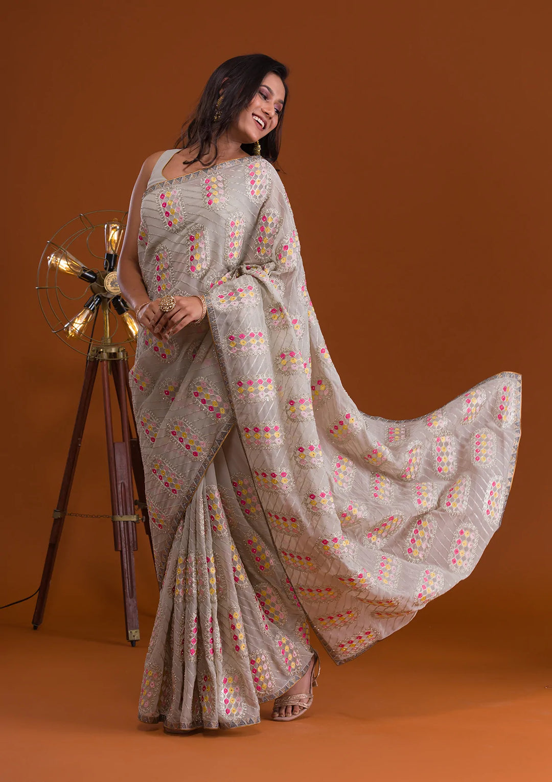 Pista Green Zariwork Georgette Saree-Koskii