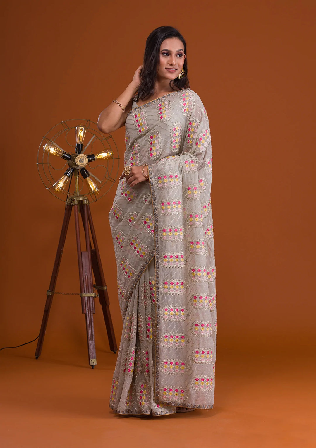 Pista Green Zariwork Georgette Saree-Koskii