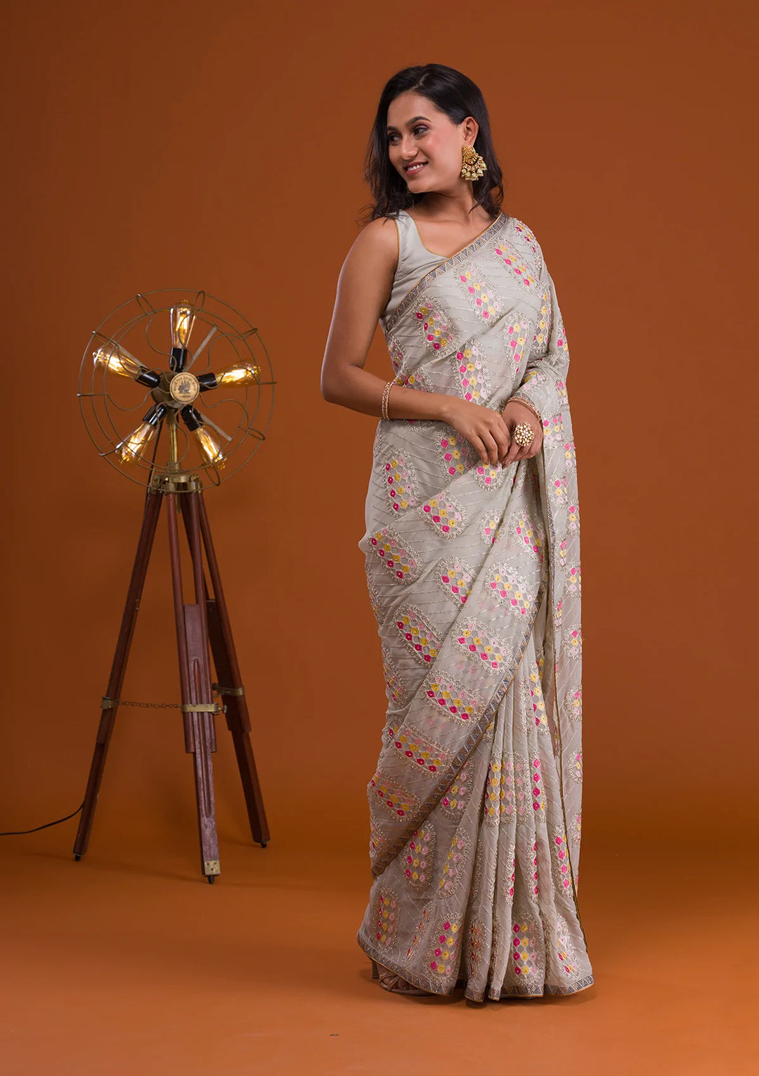 Pista Green Zariwork Georgette Saree-Koskii