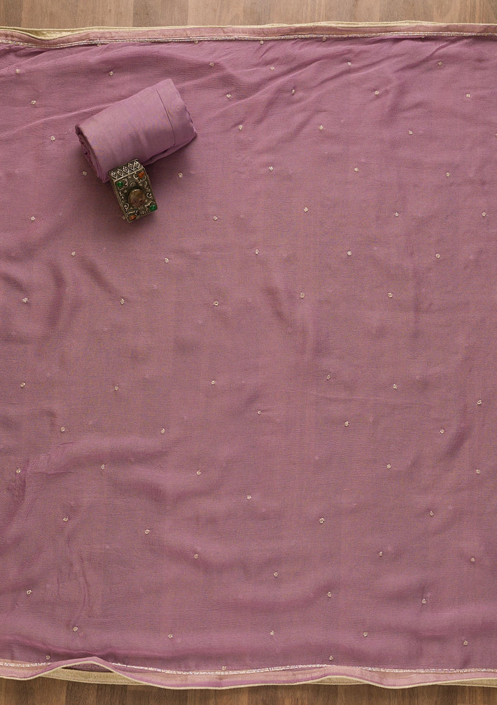 Purple Cutdana Organza Unstitched Salwar Kameez-Koskii