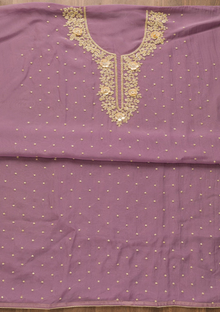 Purple Cutdana Organza Unstitched Salwar Kameez-Koskii