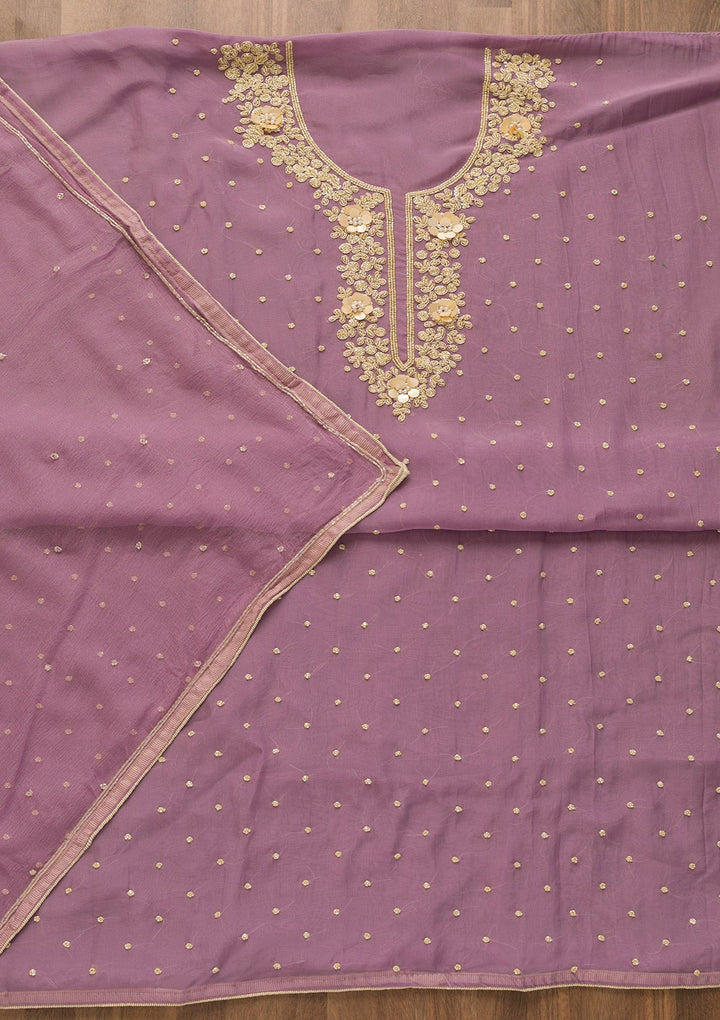Purple Cutdana Organza Unstitched Salwar Kameez-Koskii