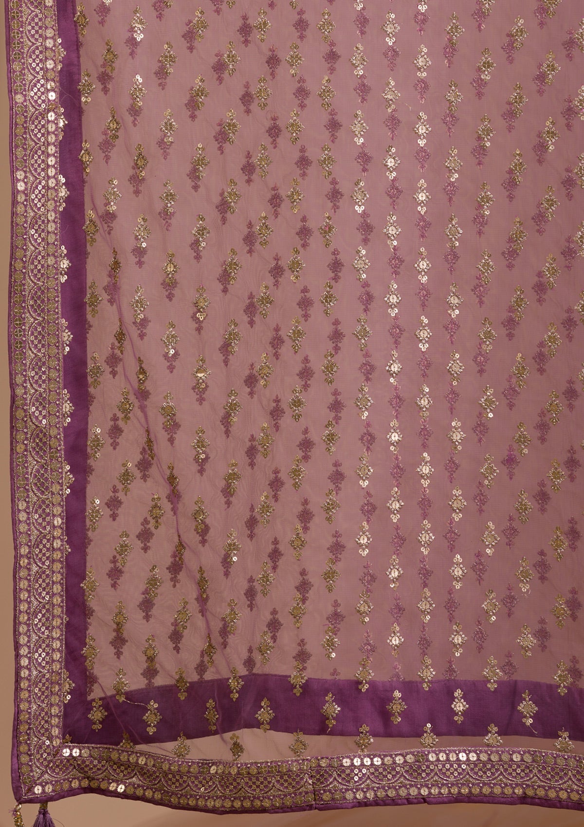 Purple Sequins Georgette Readymade Lehenga-Koskii
