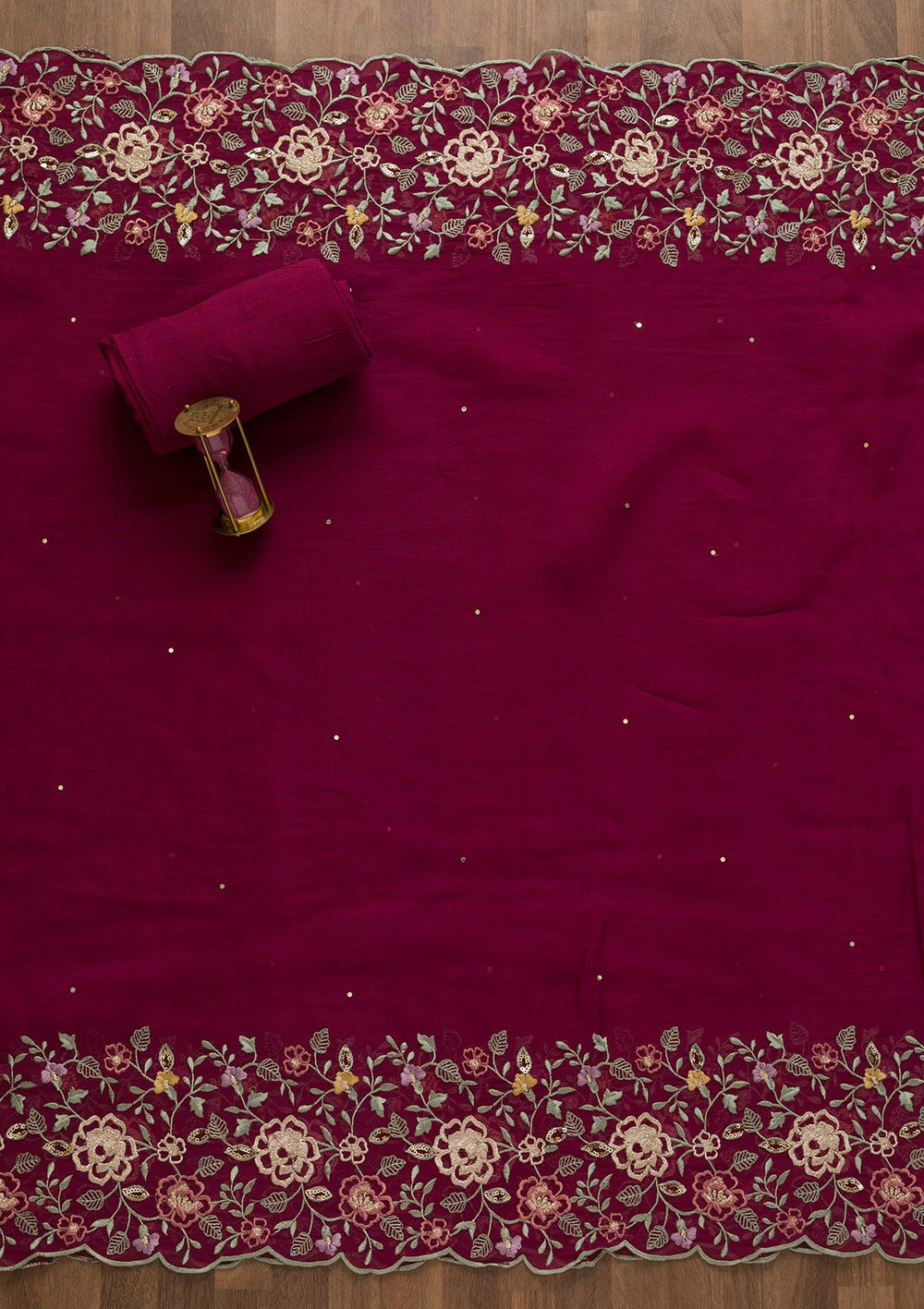 Purple Sequins Organza Unstitched Salwar Kameez-Koskii