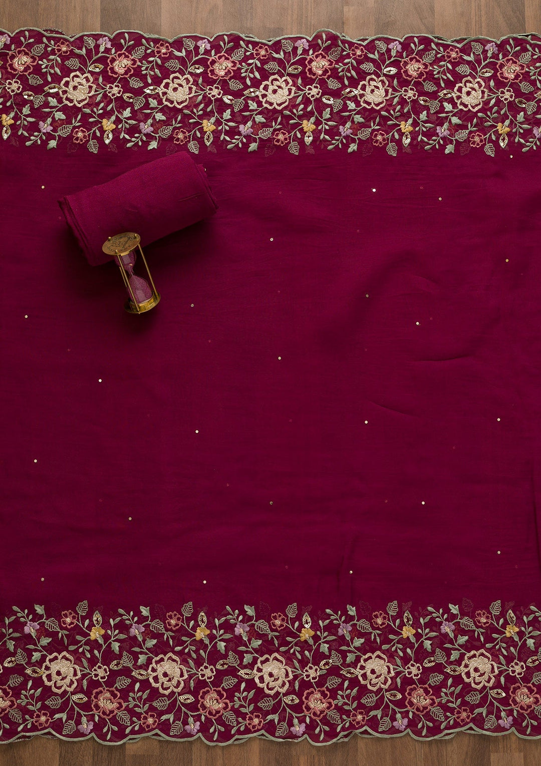 Purple Sequins Organza Unstitched Salwar Kameez-Koskii