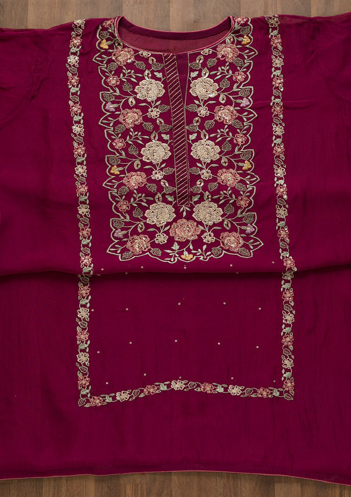 Purple Sequins Organza Unstitched Salwar Kameez-Koskii