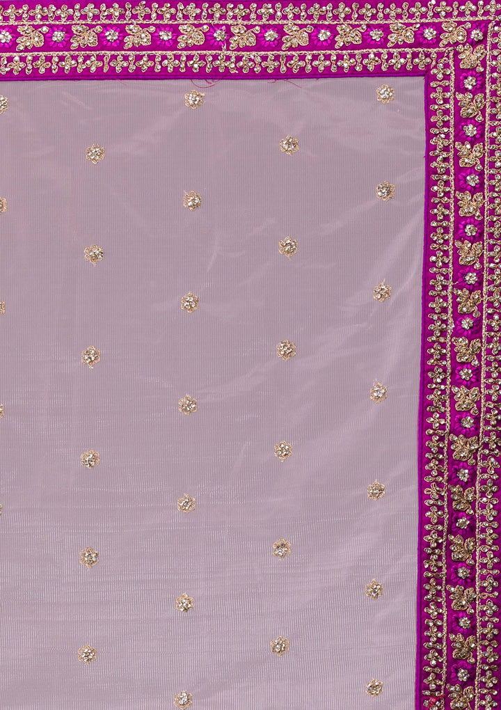 Purple Stonework Raw Silk Designer Lehenga-Koskii