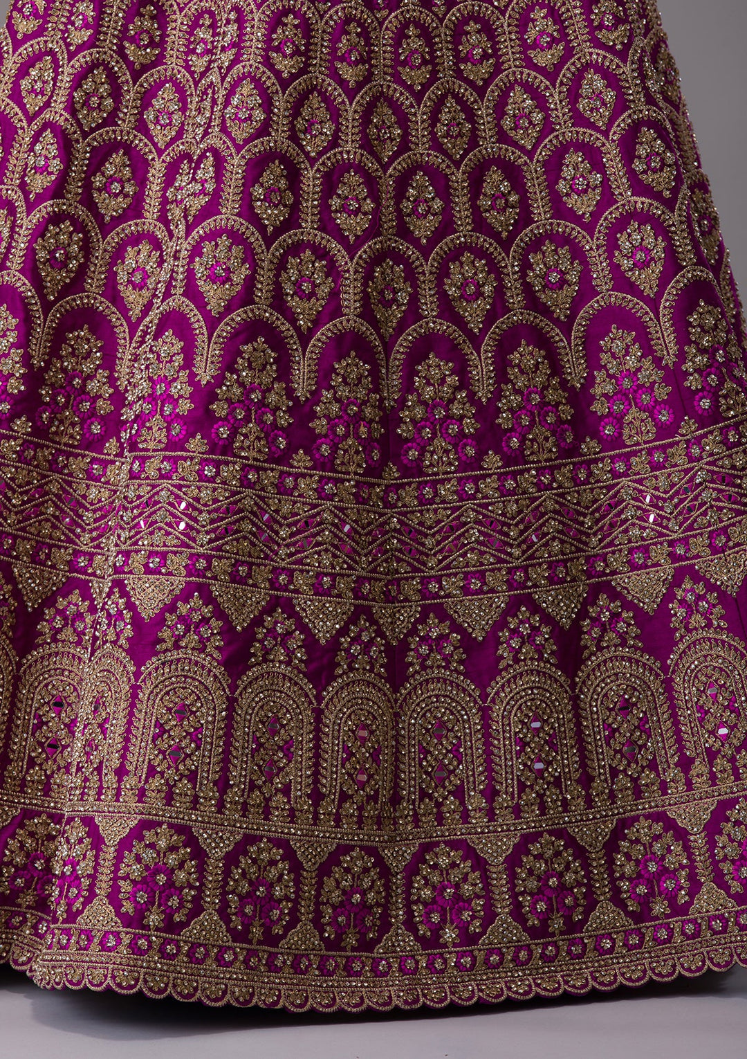 Purple Stonework Raw Silk Designer Lehenga-Koskii