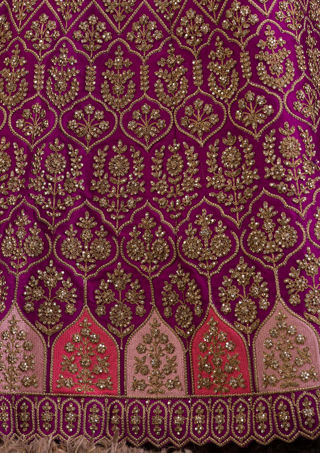 Purple Stonework Raw Silk Readymade Lehenga-Koskii