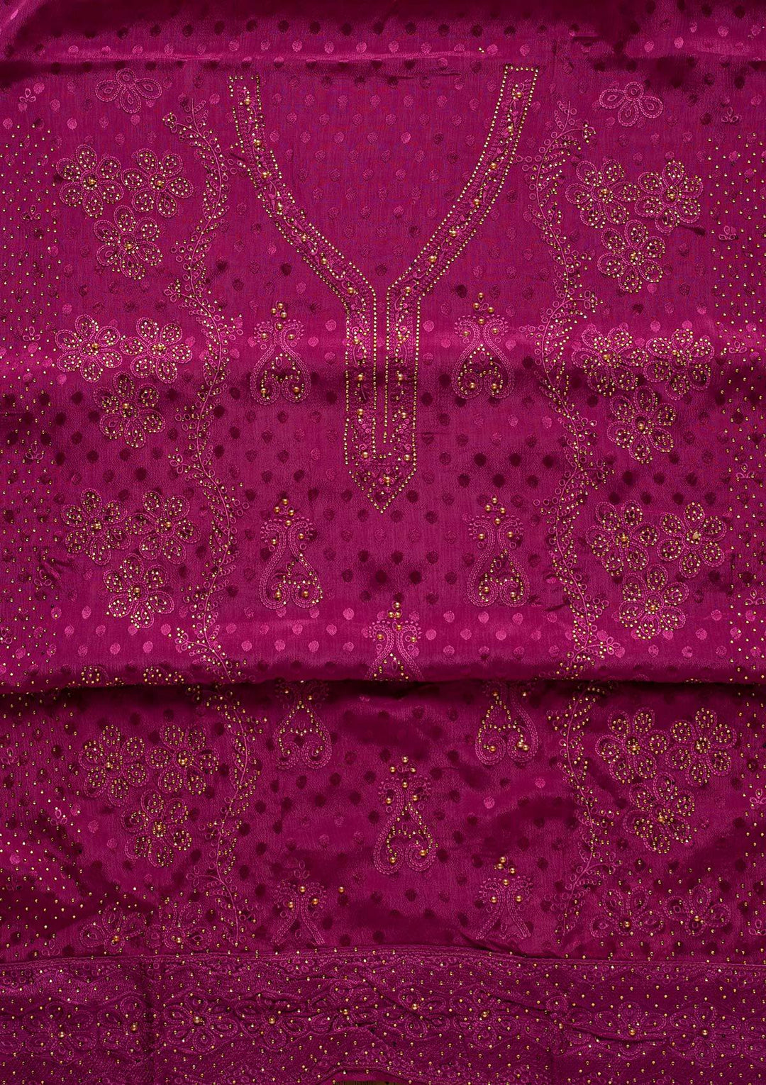Purple Swarovski Georgette Designer Unstitched Salwar Suit - koskii