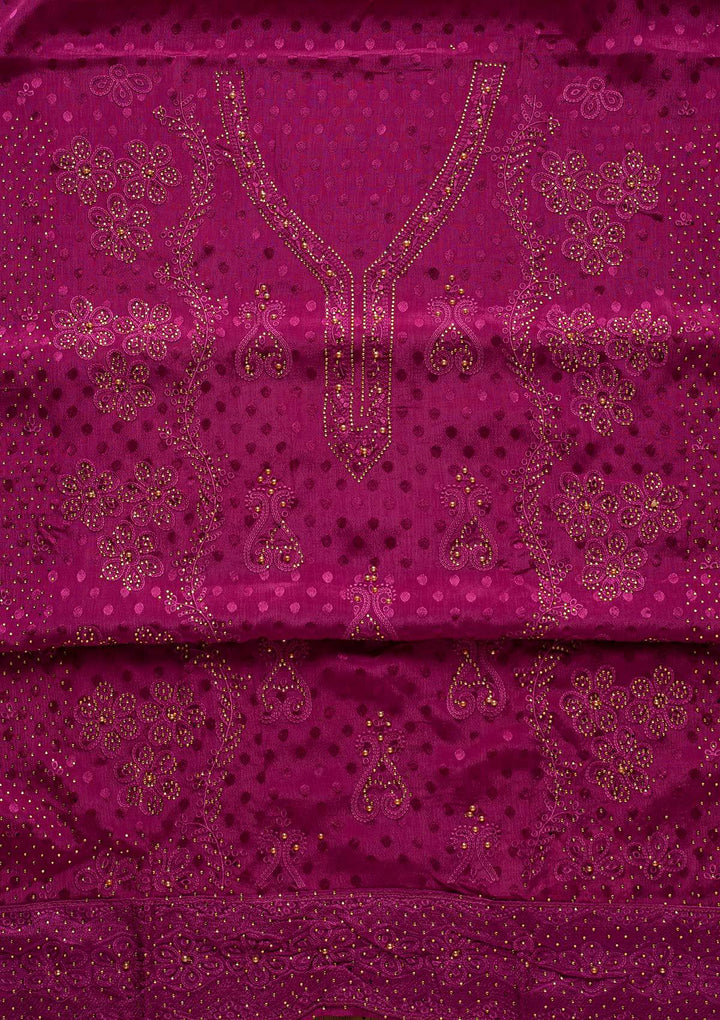 Purple Swarovski Georgette Designer Unstitched Salwar Suit - koskii