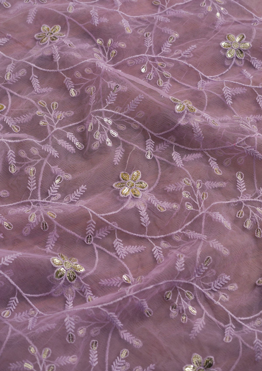 Purple Threadwork Net Dupatta-Koskii