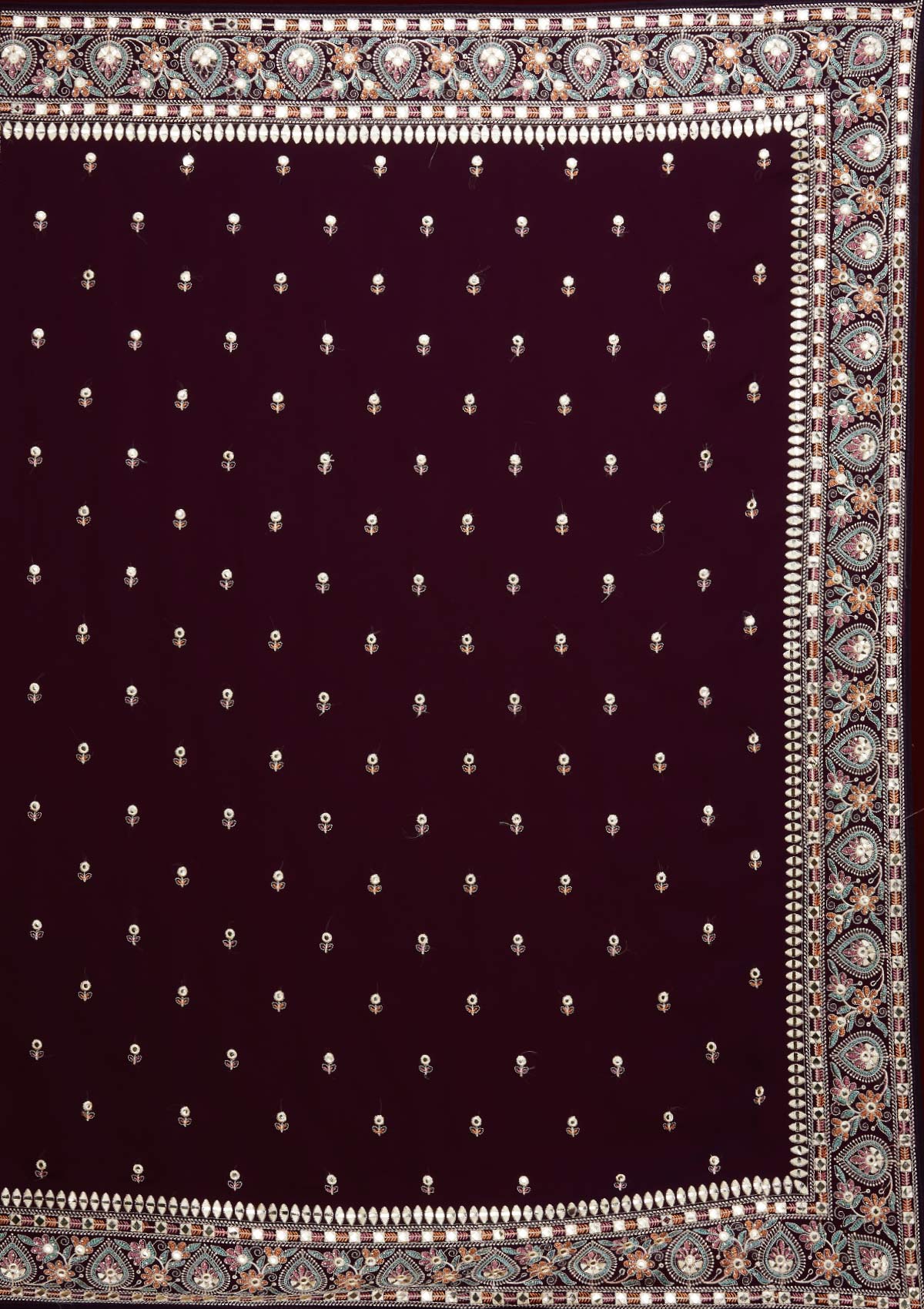 Purple Threadwork Georgette Saree - Koskii