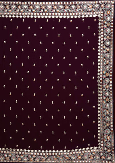 Purple Threadwork Georgette Saree - Koskii