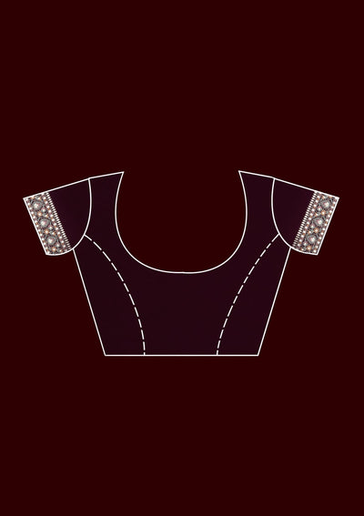Purple Threadwork Georgette Saree - Koskii
