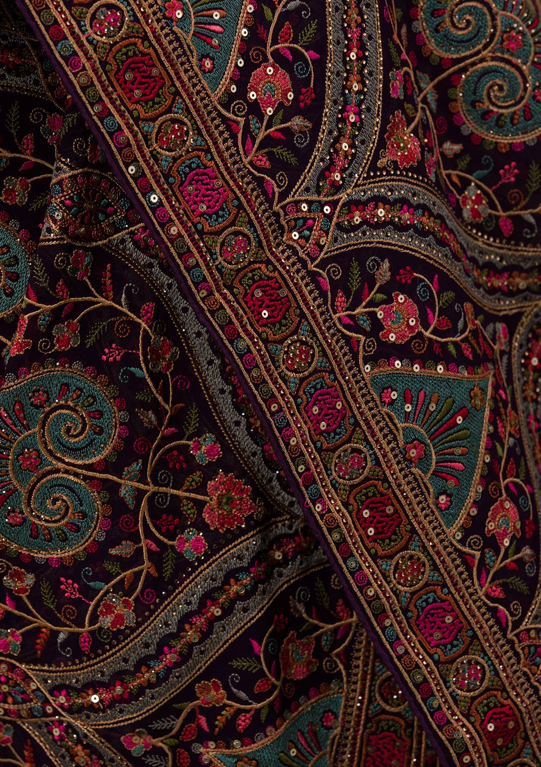 Purple Threadwork Georgette Saree-Koskii