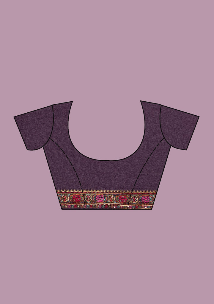 Purple Threadwork Georgette Saree-Koskii