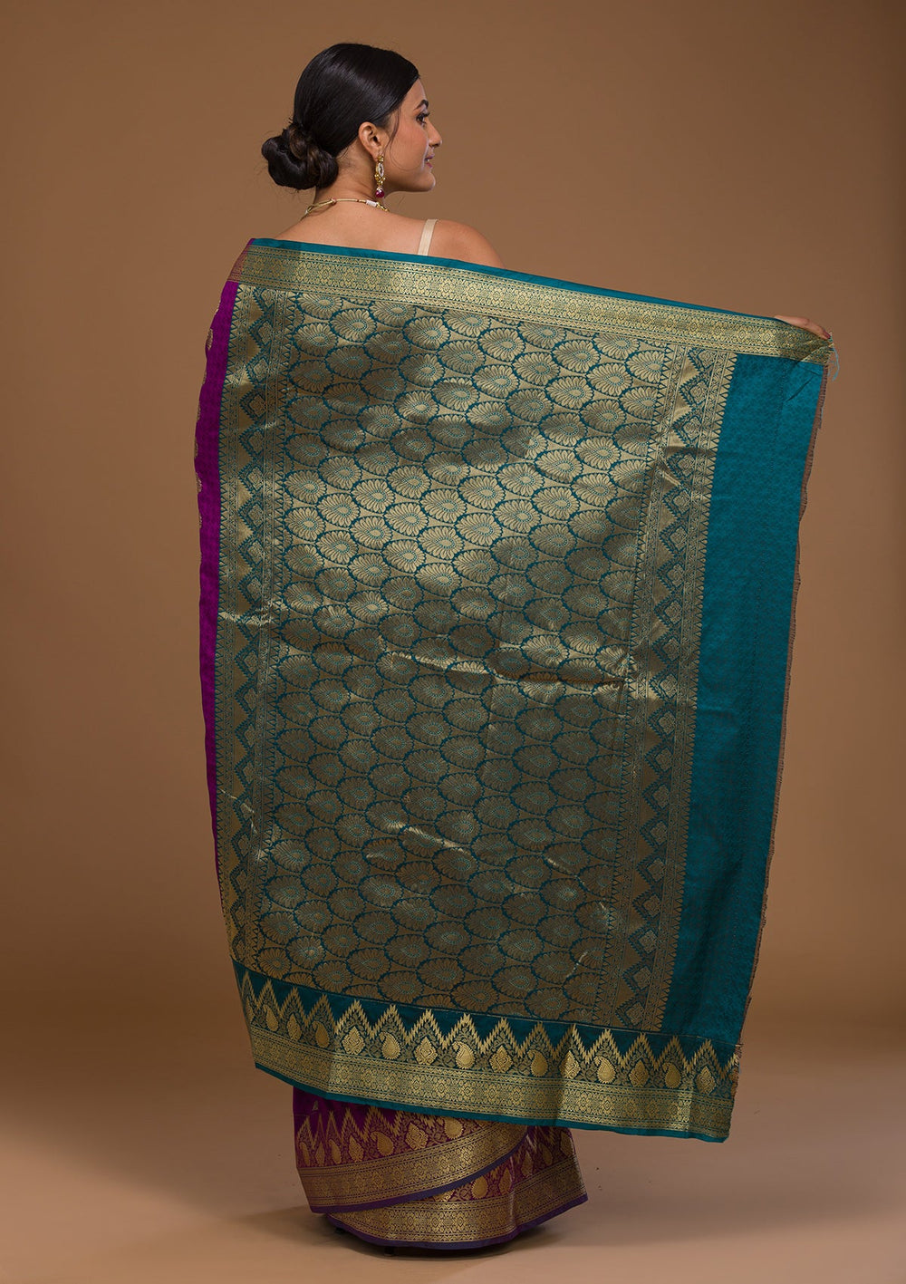 Purple Zariwork Art Silk Saree-Koskii