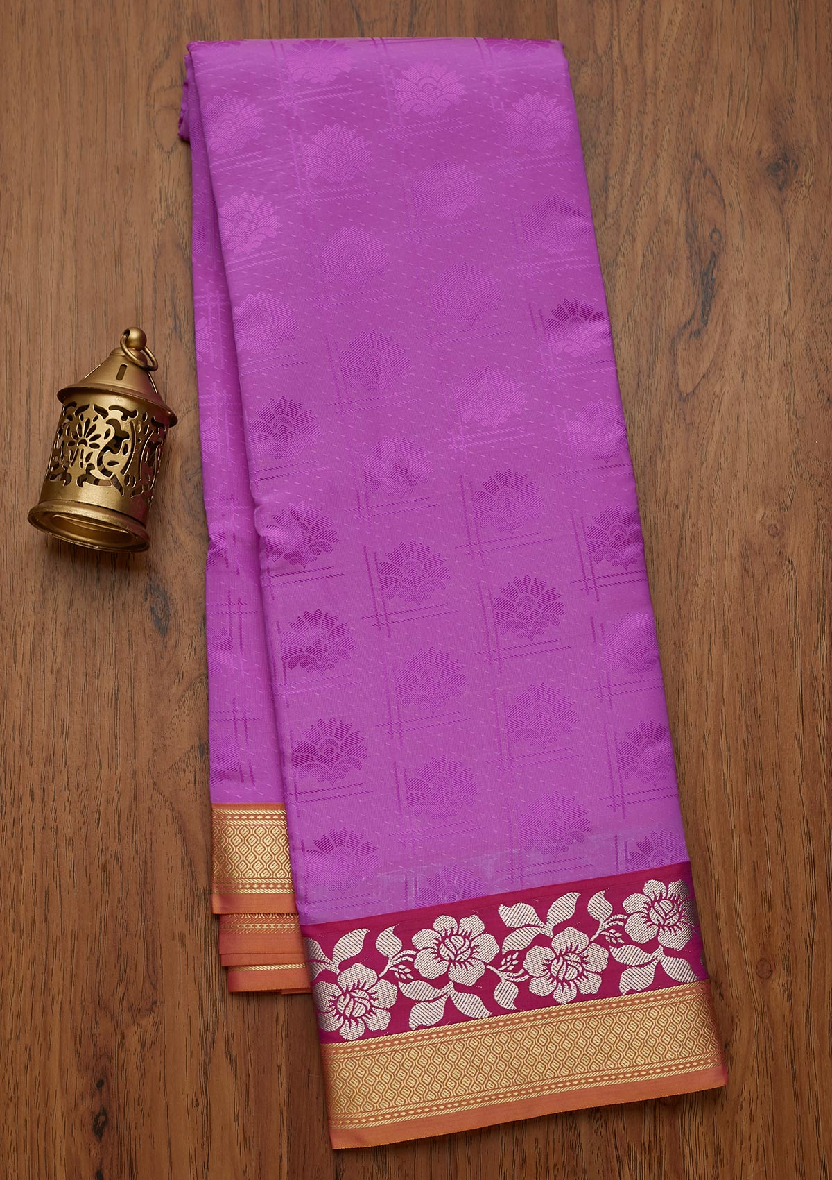 Purple Zariwork Art Silk Saree- Koskii