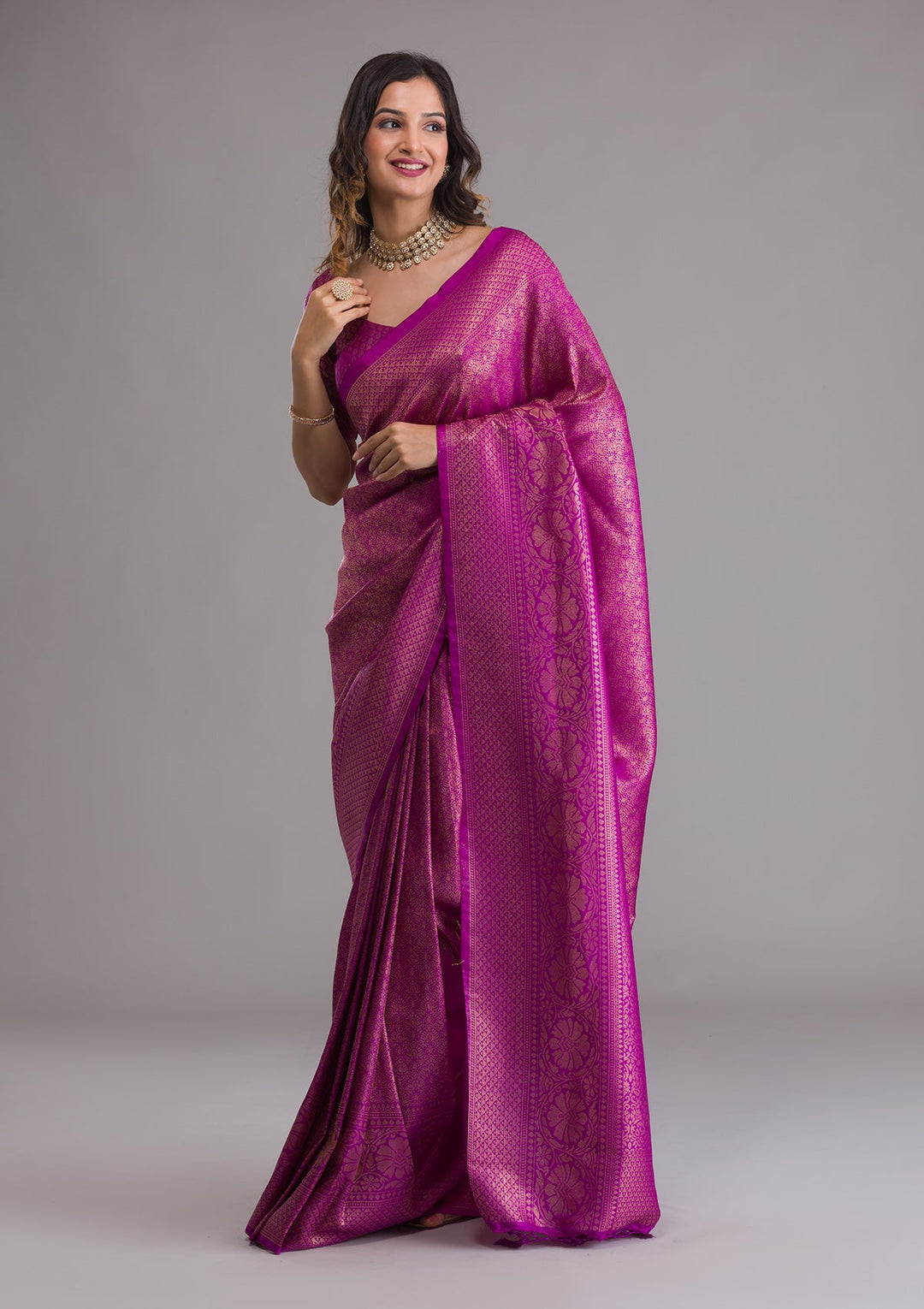 Purple Zariwork Art Silk Saree-Koskii