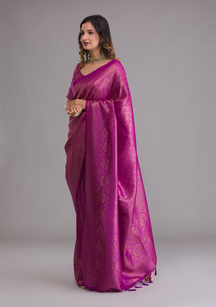 Purple Zariwork Art Silk Saree-Koskii