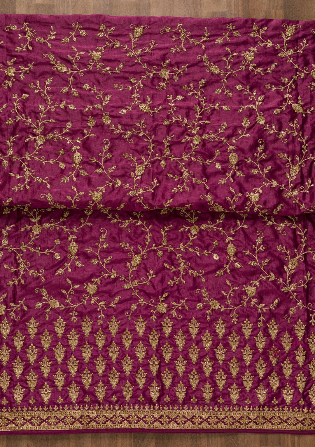 Purple Zariwork Art Silk Unstitched Salwar Kameez-Koskii