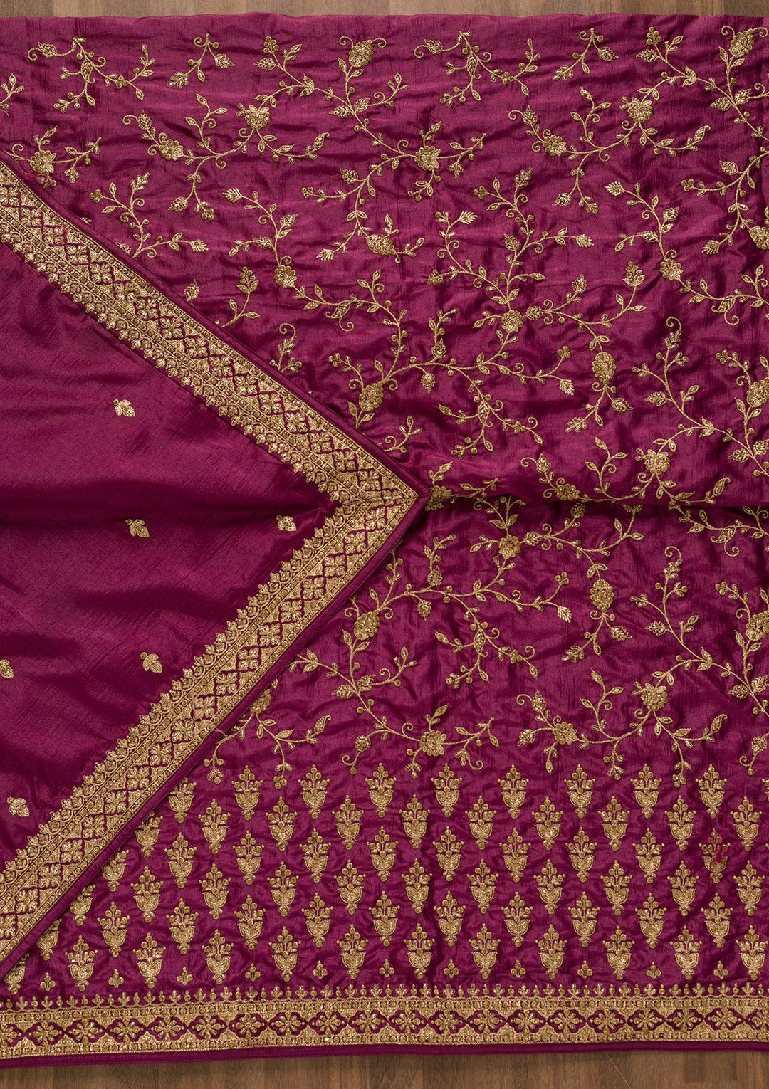 Purple Zariwork Art Silk Unstitched Salwar Kameez-Koskii