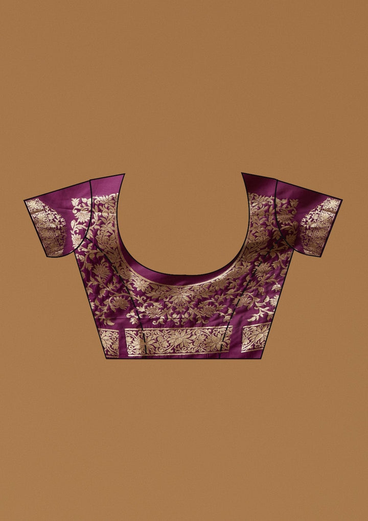 Purple Zariwork Banarasi Designer Saree - koskii