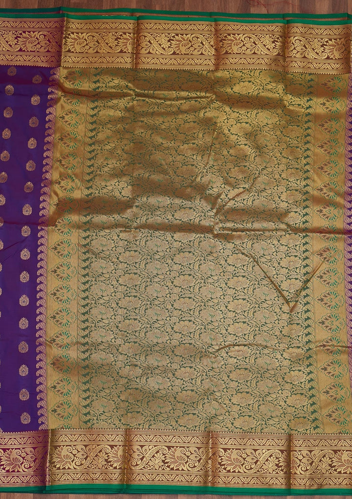 Purple Zariwork Banarasi Saree - Koskii