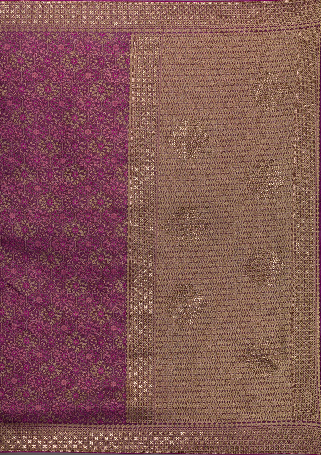 Purple Zariwork Brocade Saree-Koskii