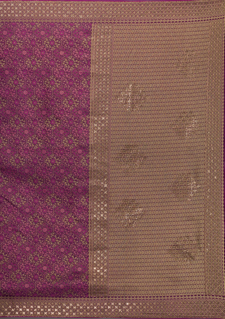 Purple Zariwork Brocade Saree-Koskii