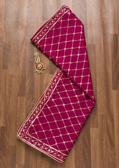 Purple Zariwork Chiffon Dupatta-Koskii