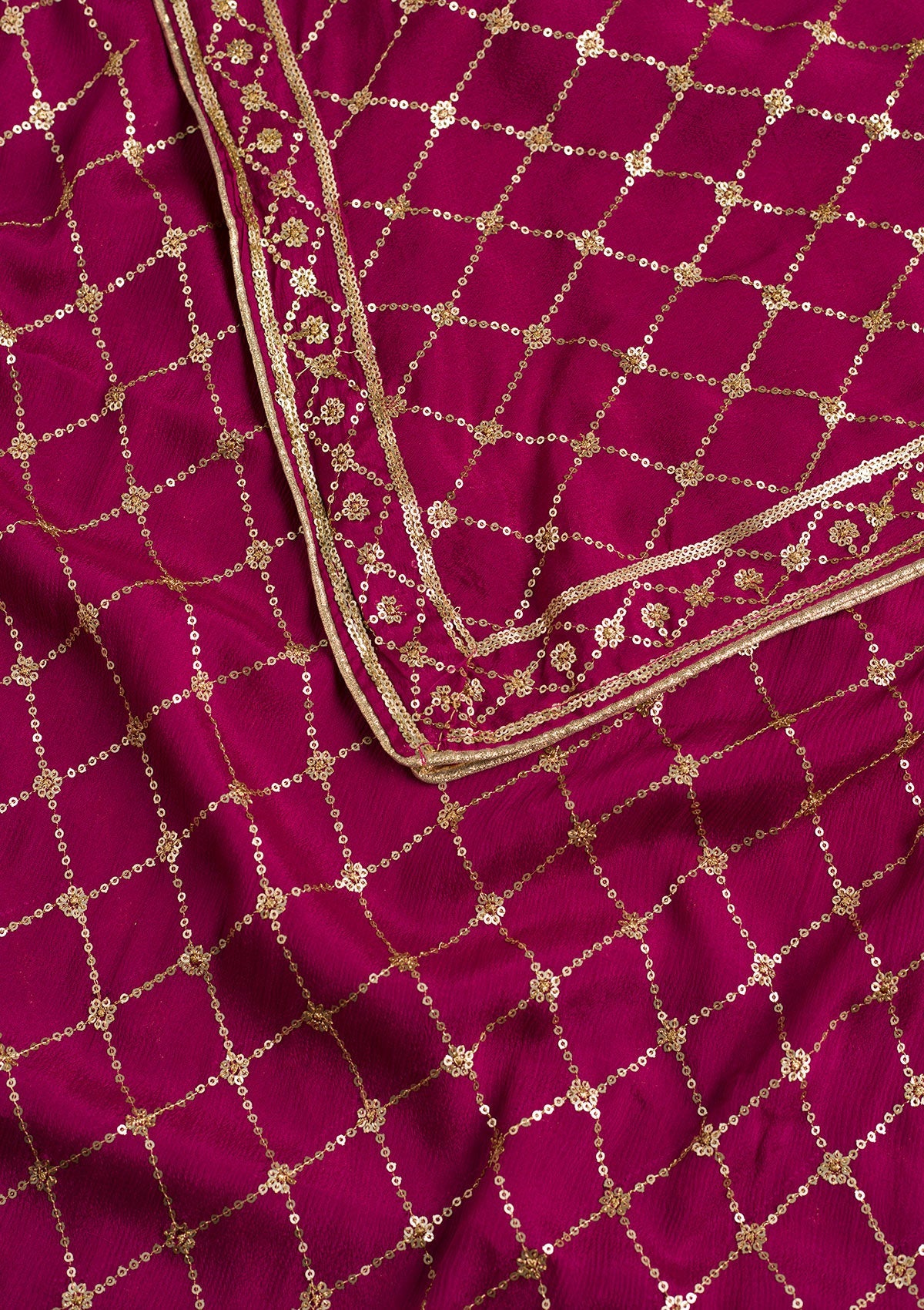 Purple Zariwork Chiffon Dupatta-Koskii