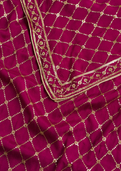 Purple Zariwork Chiffon Dupatta-Koskii