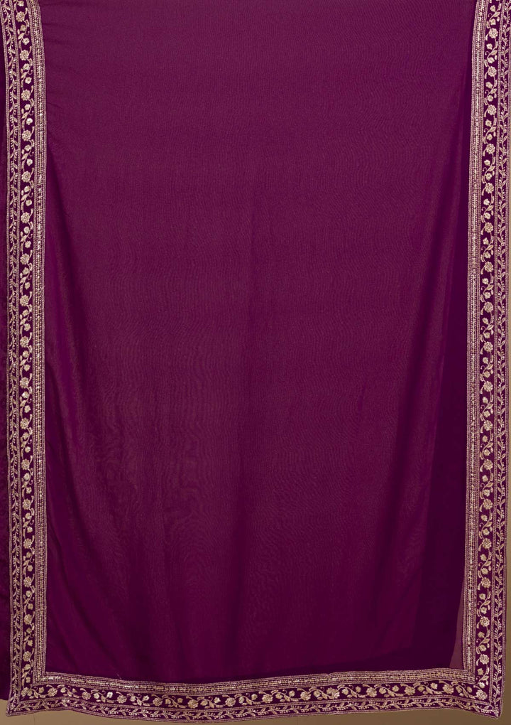 Purple Zariwork Georgette Readymade Salwar Kameez-Koskii