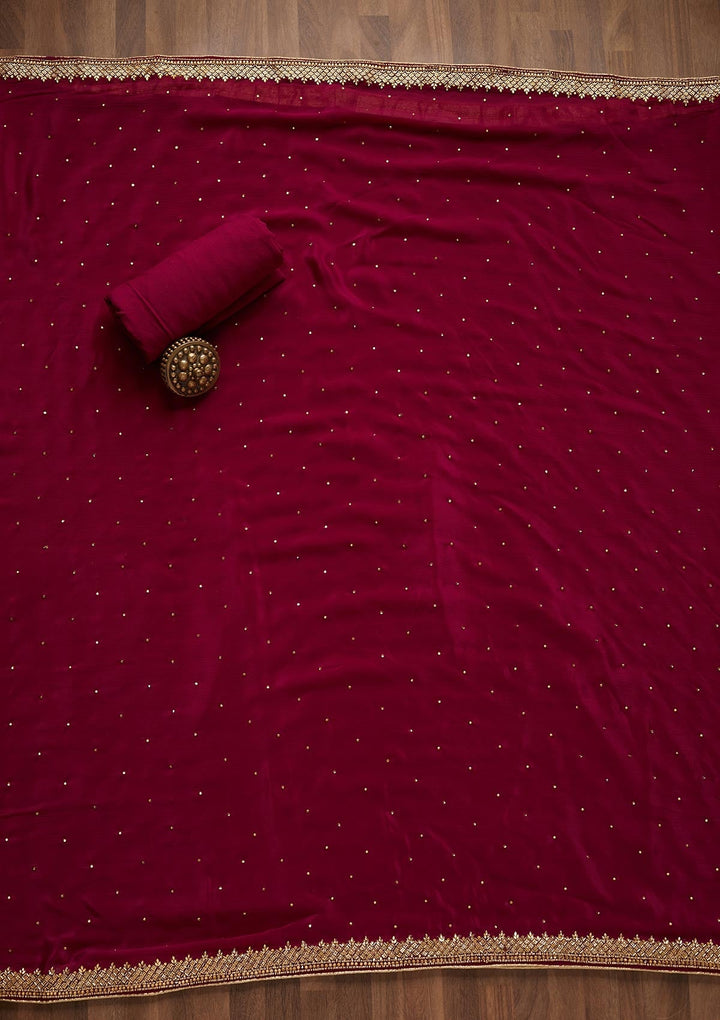 Purple Zariwork Georgette Unstitched Salwar Suit - Koskii