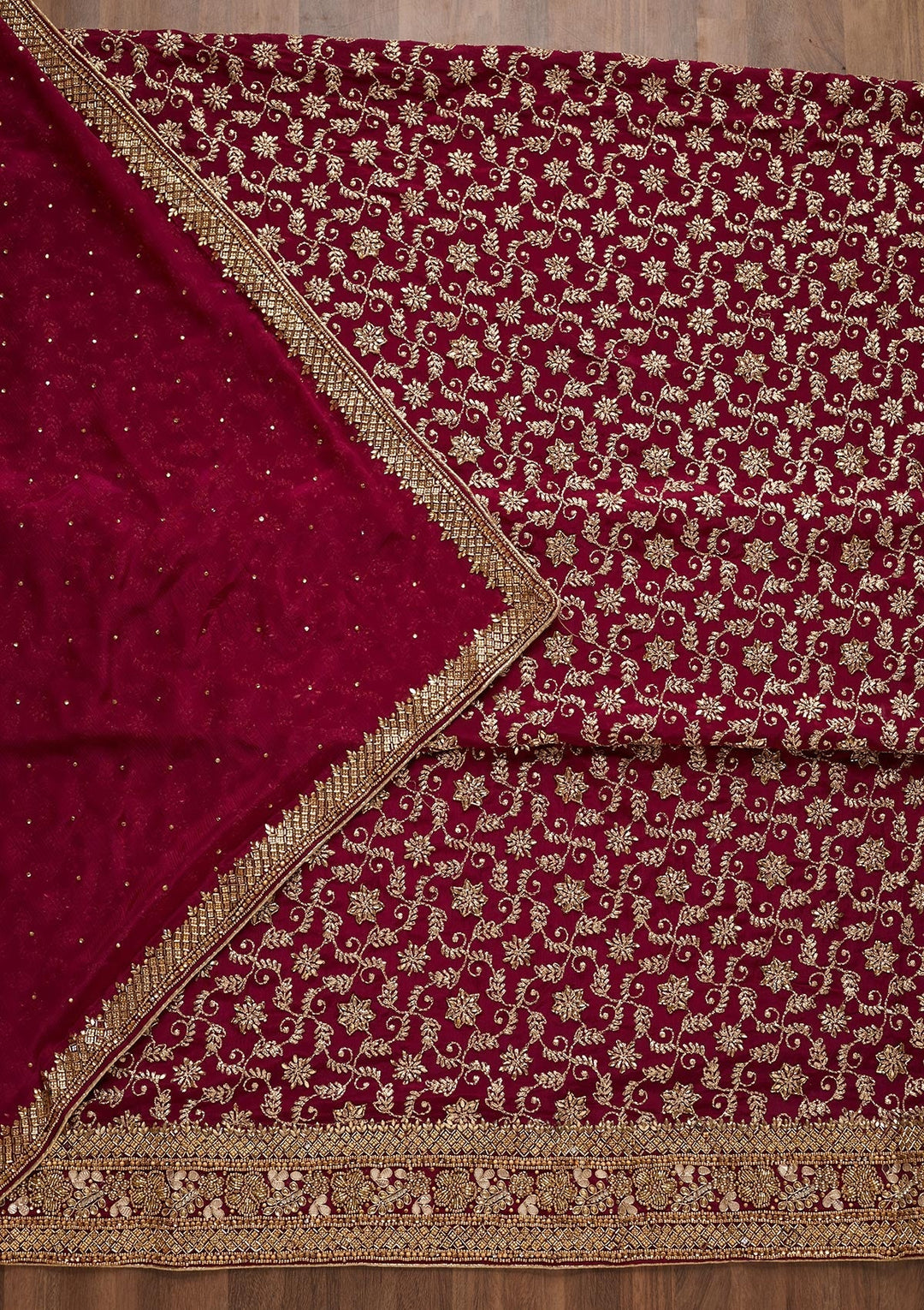 Purple Zariwork Georgette Unstitched Salwar Suit - Koskii