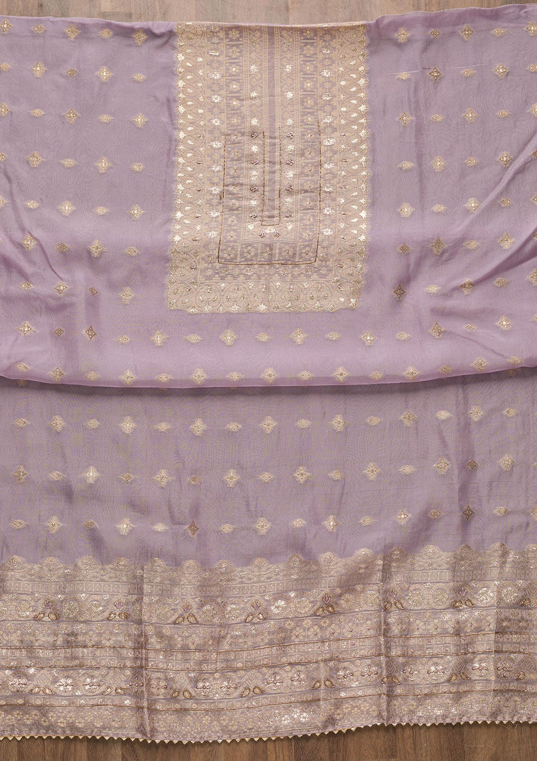 Purple Zariwork Georgette Unstitched Salwar Suit-Koskii