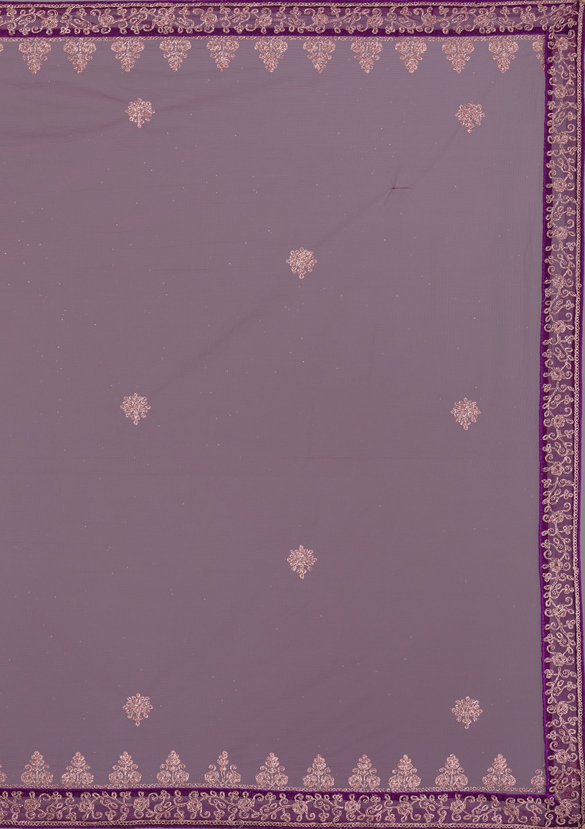 Purple Zariwork Net Semi Stitched Lehenga-Koskii