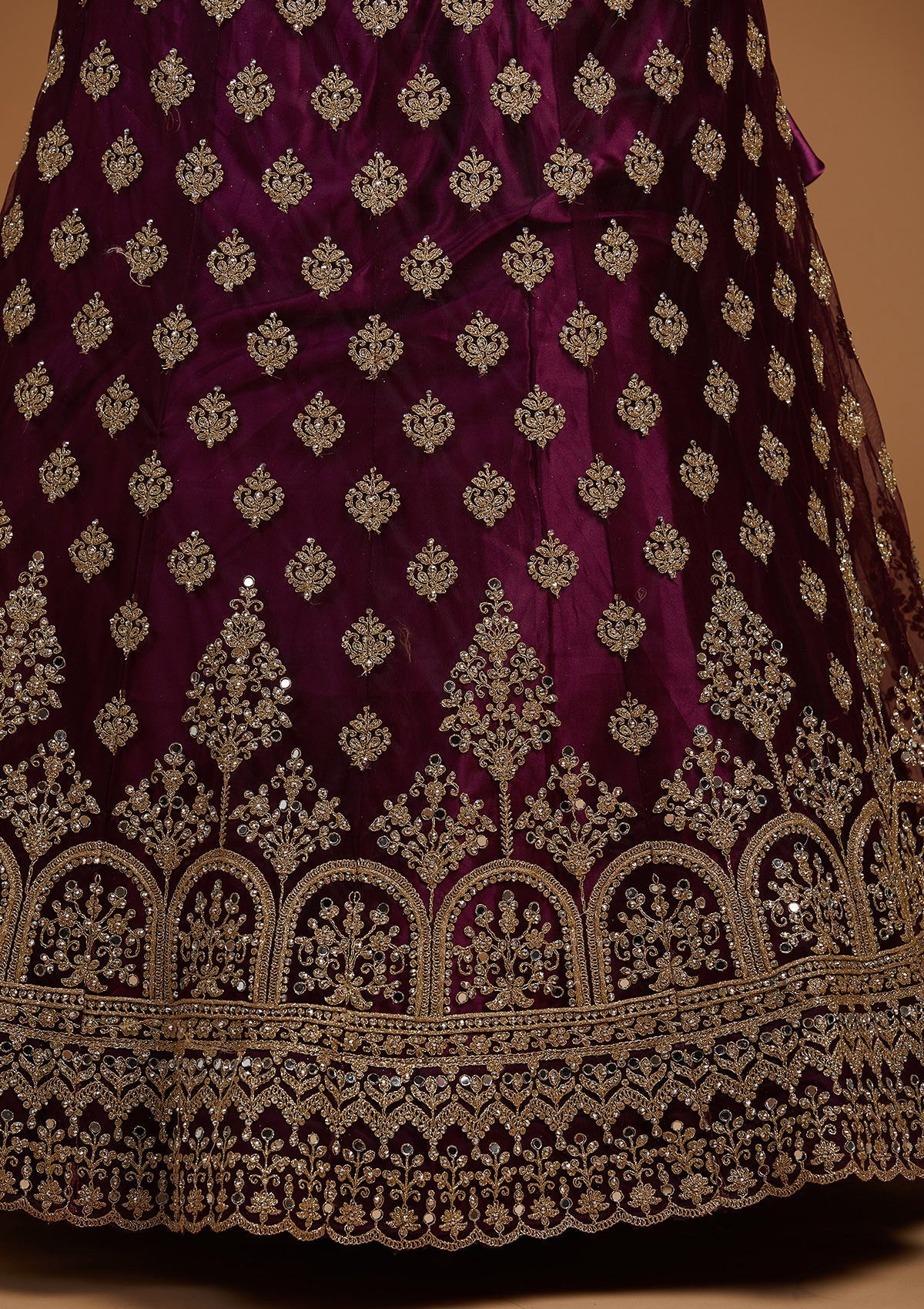 Purple Zariwork Net Designer Lehenga-Koskii