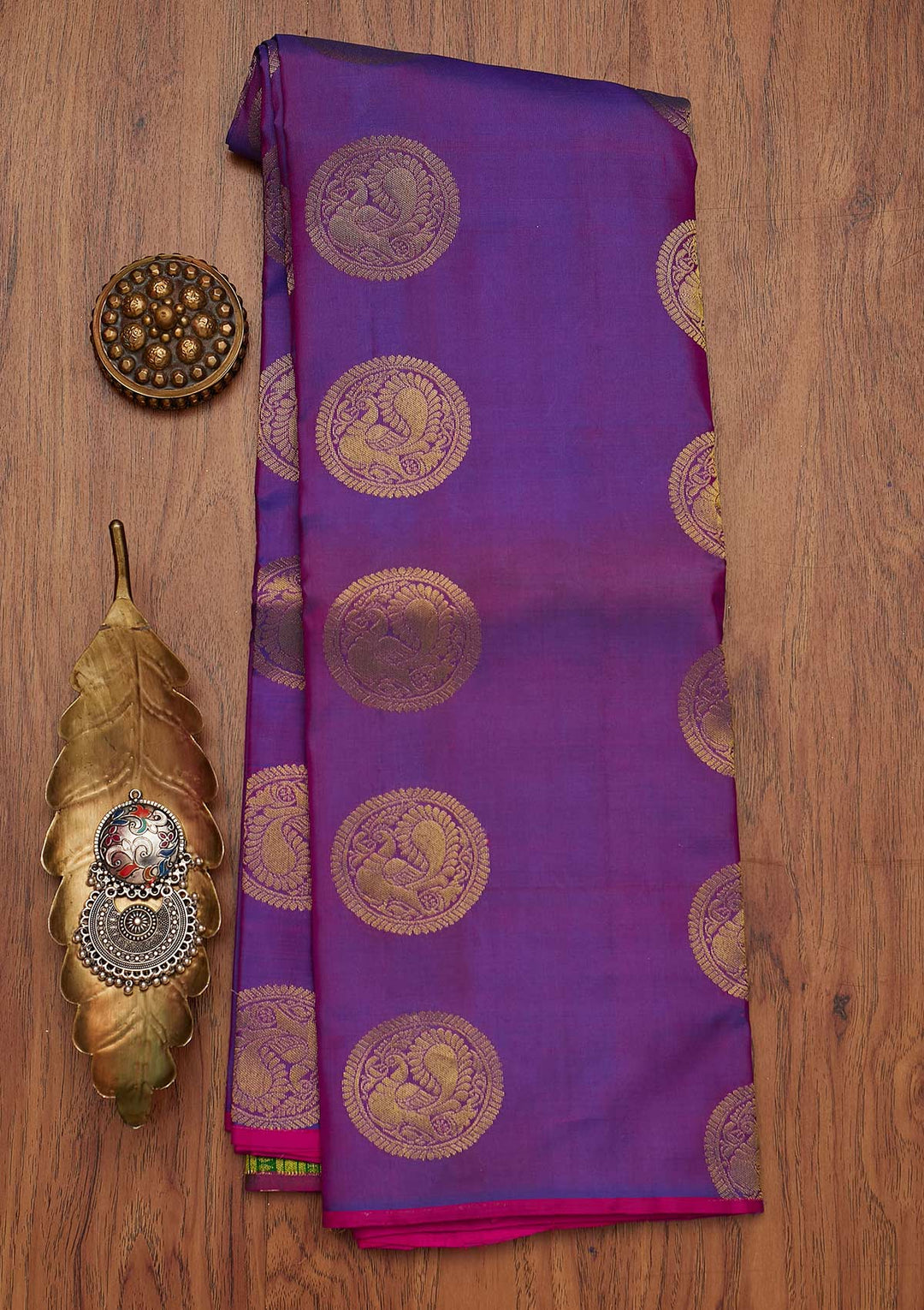 Purple Zariwork Pure Silk Designer Saree - koskii